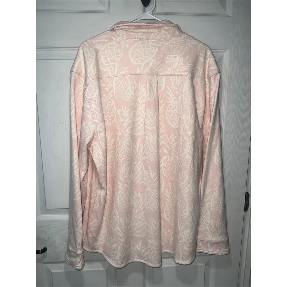 Chubbies Men's The Thigh Napple Pink Pineapple Fleece Flannel Over Shirt Size XL